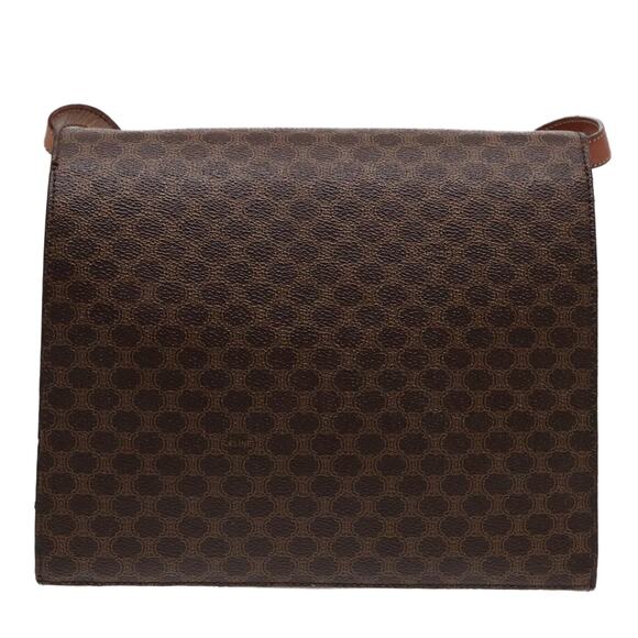 CELINE Macadam Canvas Shoulder Bag Pvc Leather Brown Gold - Picture 3 of 13